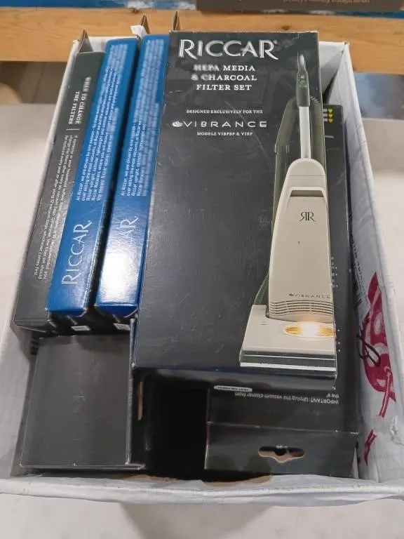 Box of Riccar vacuum filters.
Assorted sizes