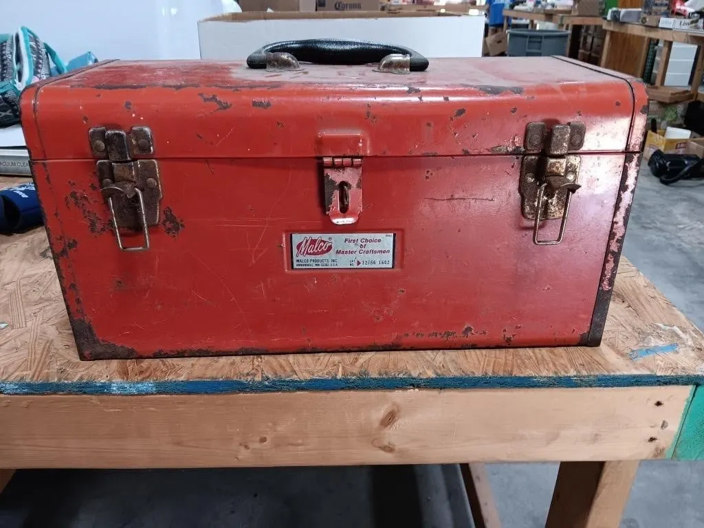 Malco Tool Box With Contents. Approx 18x9x8.