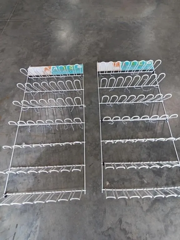 Two metal embroidery thread display racks