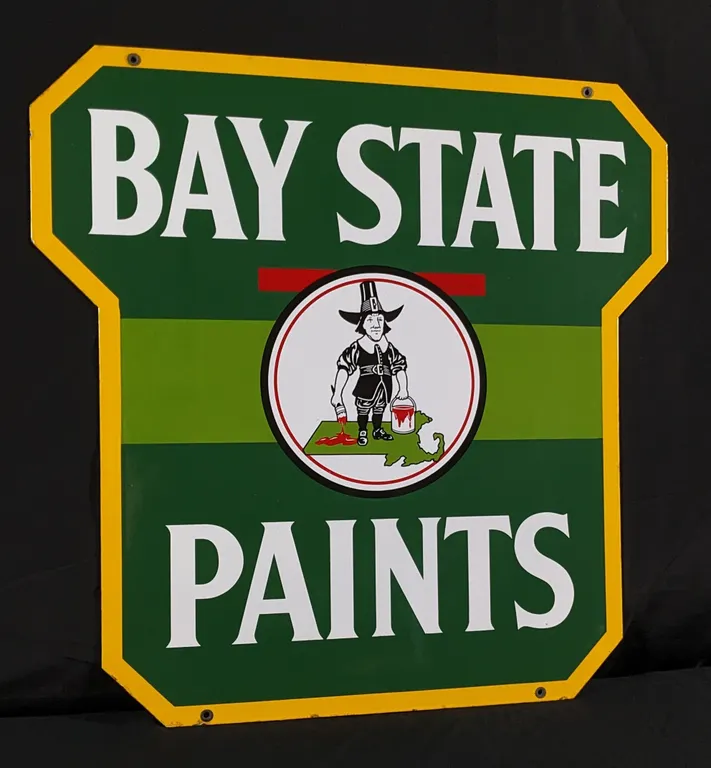 PORCELAIN SIGN BAY STATE PAINTS MASSACHUSSETTS (2 SIDED)