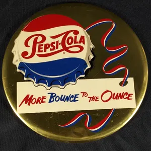 CELLULOID SIGN PEPSI COLA MORE BOUNCE TO THE OUNCE