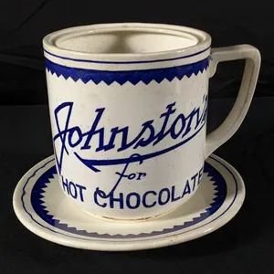 SODA FOUNTAIN JOHNSTON'S FOR HOT CHOCOLATE POTTERY FUDGE DISPENSER