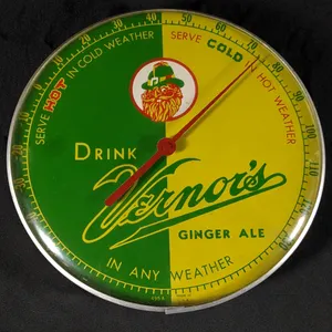 12" THERMOMETER SIGN DRINK VERNOR'S GINGER ALE IN ANY WEATHER
