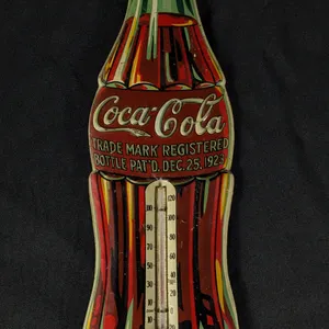 PAT'S DEC. 25, 1923 EMBOSSED TIN BOTTLE THERMOMETER SIGN