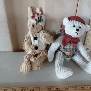 1999 Handmade Plush Bear & Rabbit