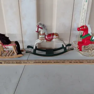 3 Wooden Rocking Horses, 1 Missing Tail, 1 Missing Ear