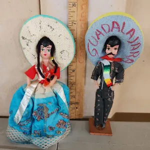 Vintage Mexican Souvenir Dolls 7.25"