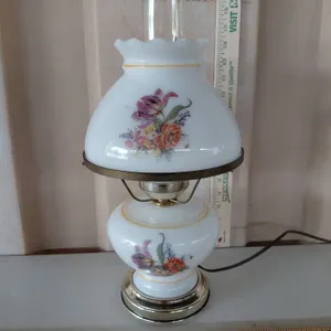 Vintage Double Light Parlor Lamp, Hand Painted 16" Tall, Minor Damage See Photos