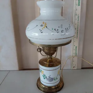 Vintage Double Light Parlor Lamp, Hand Painted 16" Tall