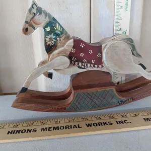 Folk Art Wood Rocking Horse 13"X2.5"9"