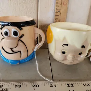 Vintage Flintstones Brand Multiple Vitamins Plastic Cups-Fred & Bam Bam