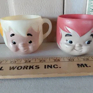 Vintage Flintstones Brand Multiple Vitamins Plastic Cups-Pebbles & Bam Bam