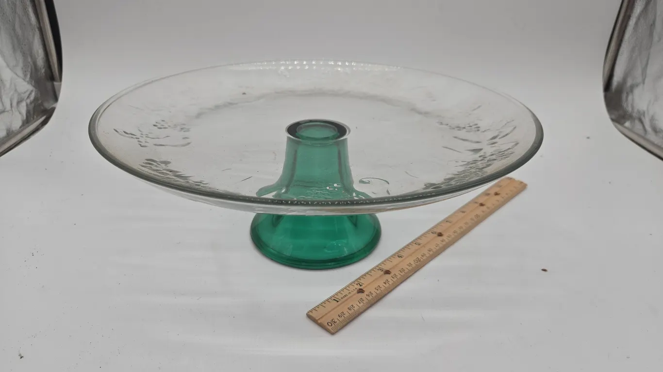 Vintage holiday, cheer green footed, divided cake plate