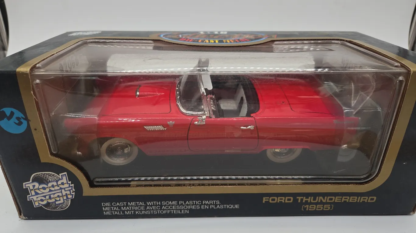 Vintage 1955 Ford Thunderbird, convertible diecast metal car in original box.