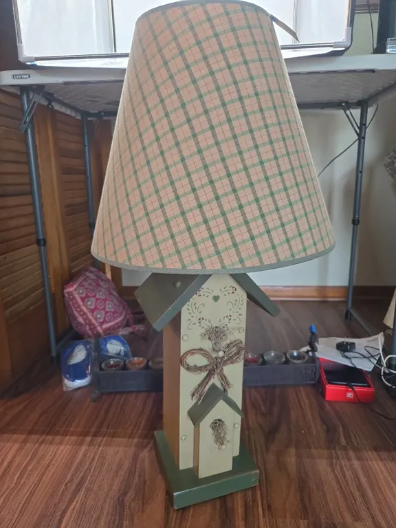 Primitive style wooden lamp