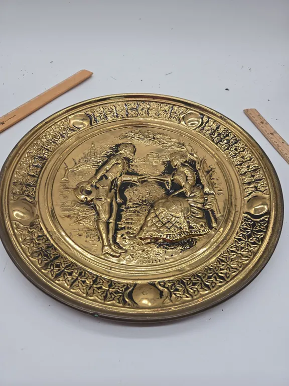 Vintage brass english courting plate