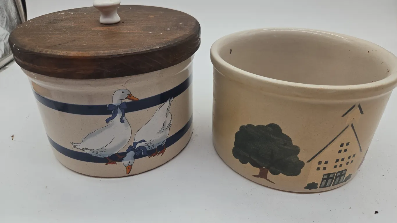 Assorted stoneware crocs