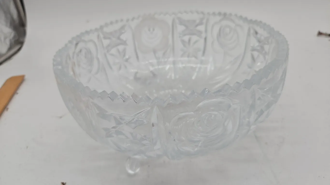Vintage crystal.
Cut glass footed centerpiece bowl