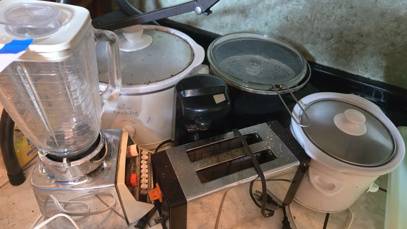 Assorted small kitchen appliances.