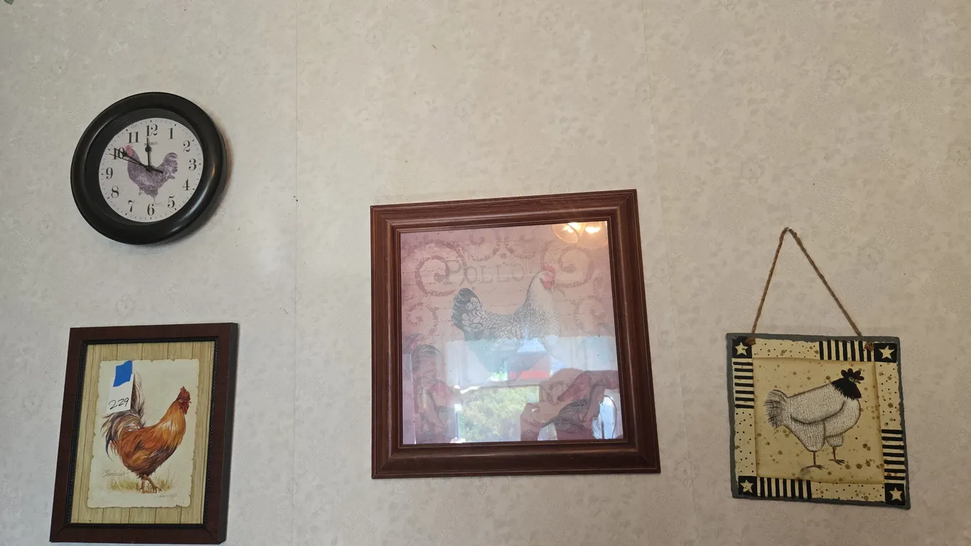 Assorted kitchen wall art.