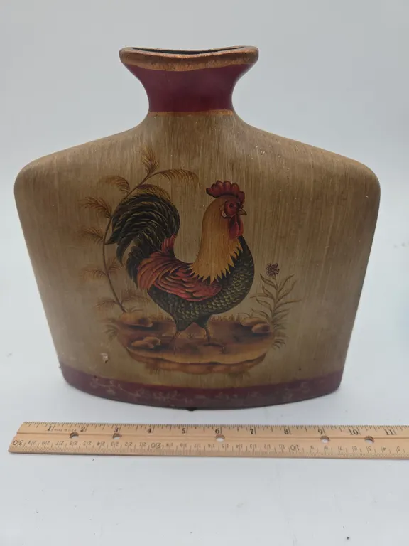 Vintage art pottery rooster vase
