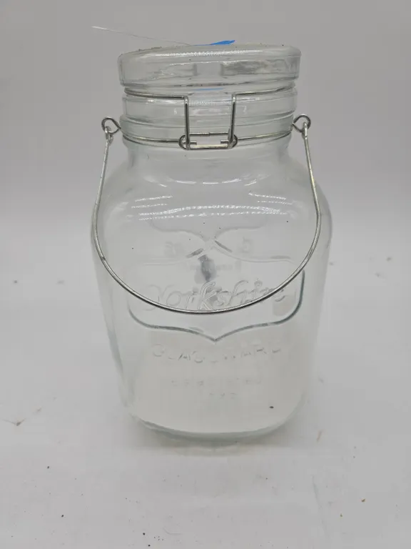 Vintage yorkshire mason jarr style beverage server