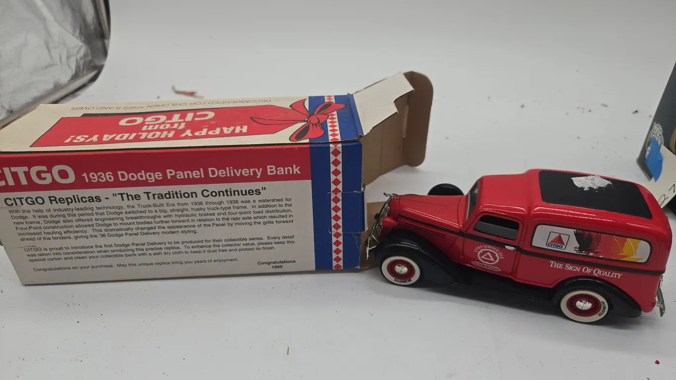 Vintage Citco 1936 dodge panel delivery bank in original box