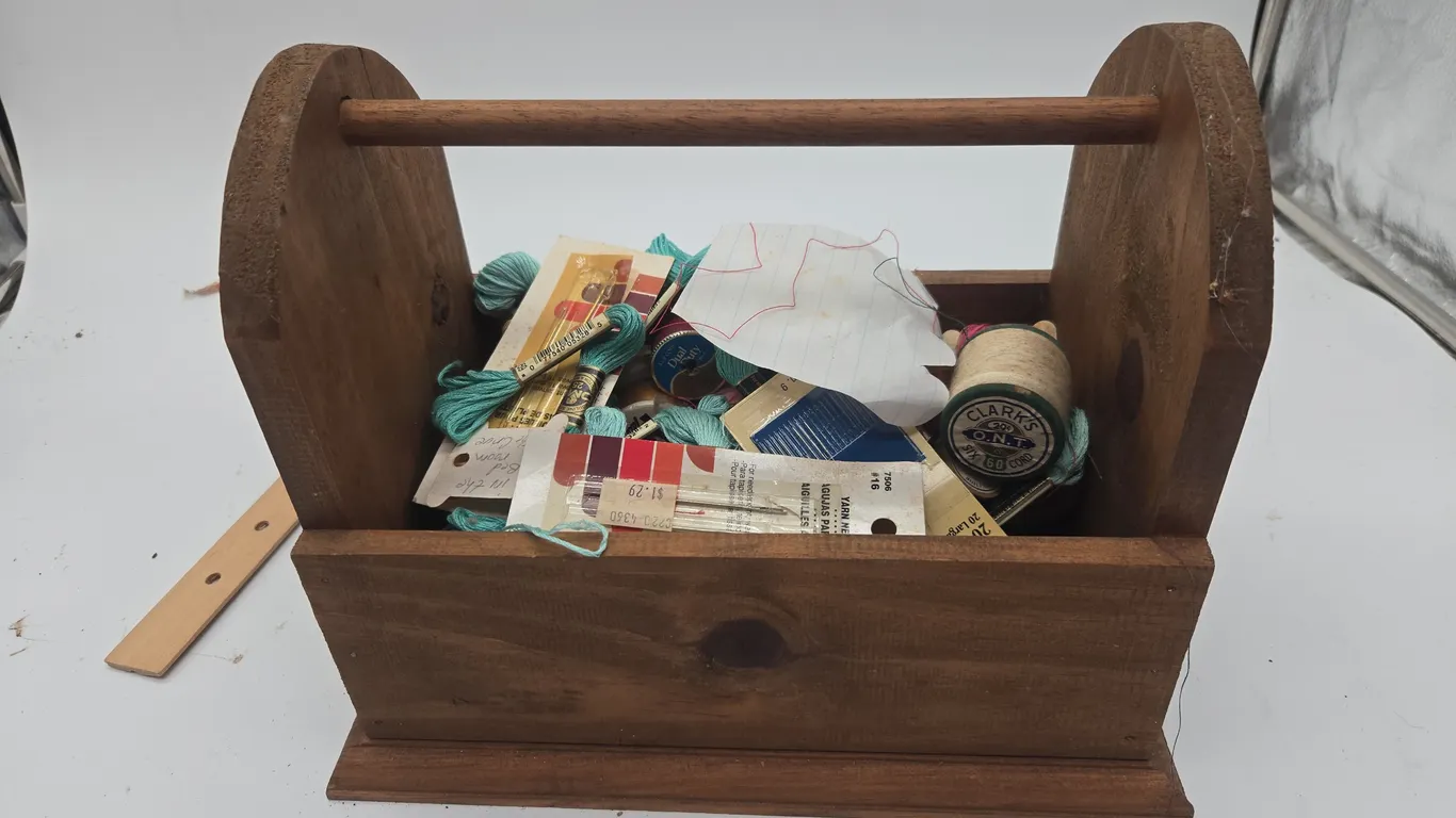 Wooden sewing box