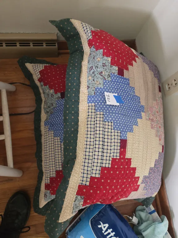 Vintage primitive style quilted pillow shams