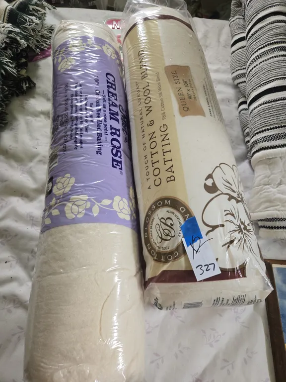 Bags of cotton and wool batting