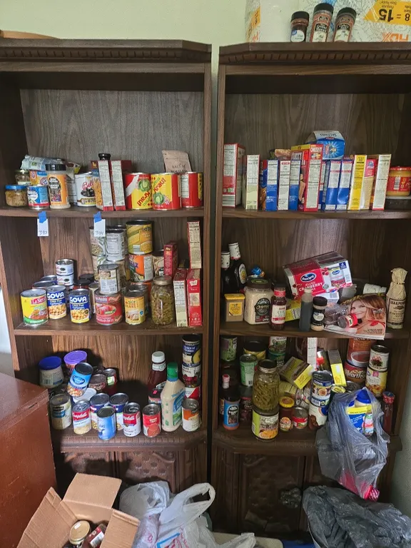 2 wooden Shelving units.