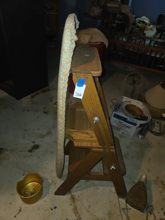 Vintage ironing board step stool combination