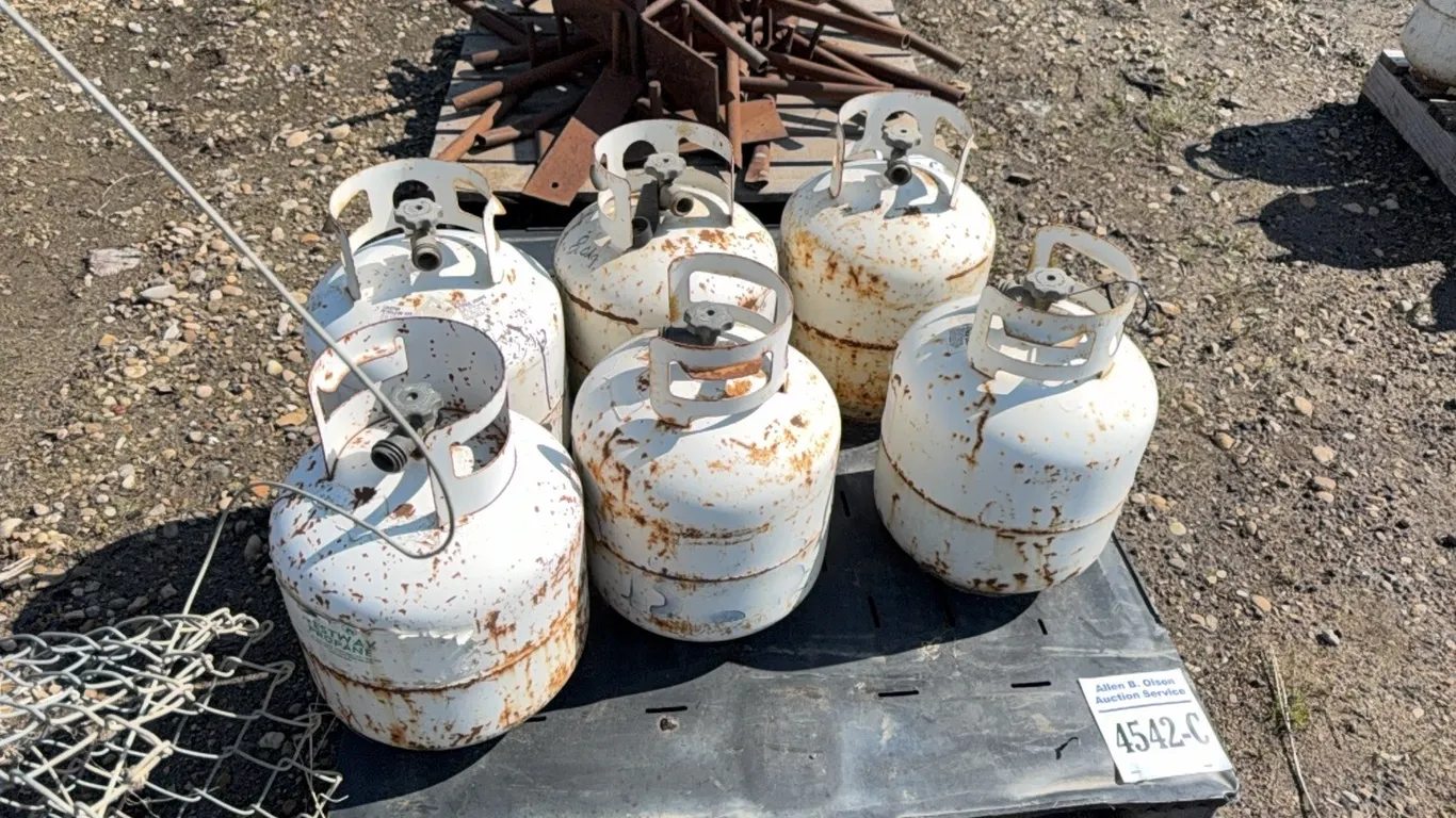 6 - 20 LB PROPANE BOTTLES - MAY CONTAIN PROPANE