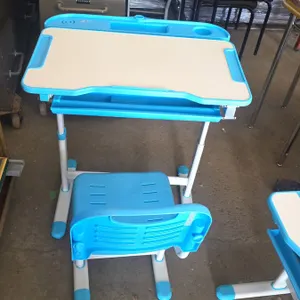 (4) Adjustable Desk and Chairs Set