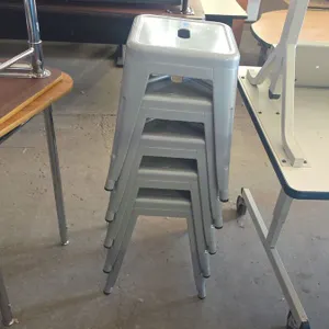 (5) Gray Steel Stools
