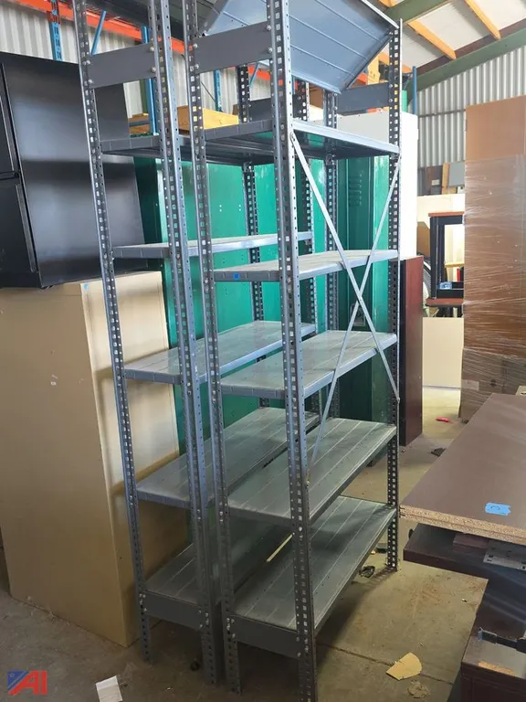 (2) Gray Steel Adjustable Shelving