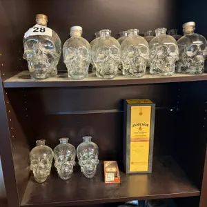 Crystal Skull Bottles & Whiskey Box