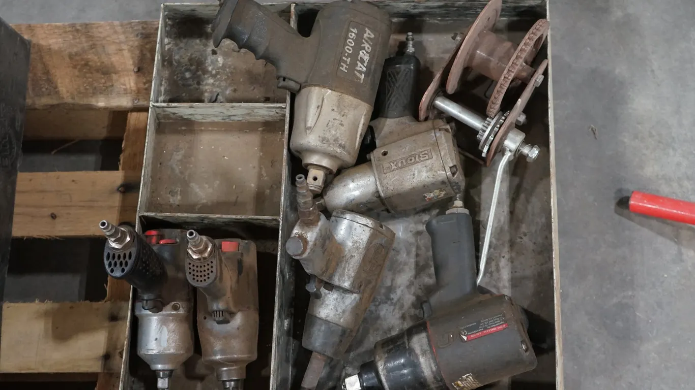 Metal Tray with Misc. Air Tools