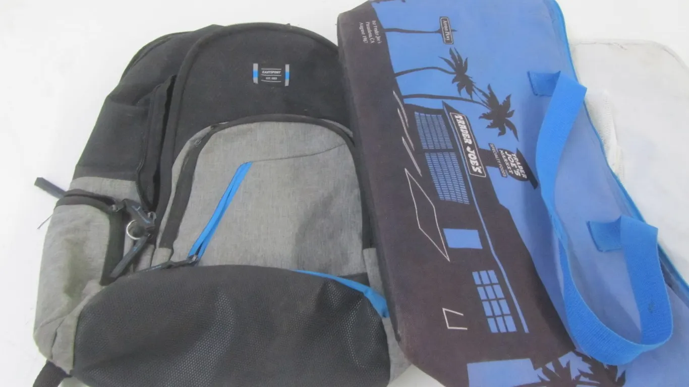 Eastsport Backpack And Trader Joe's Insulated Grocery Bag