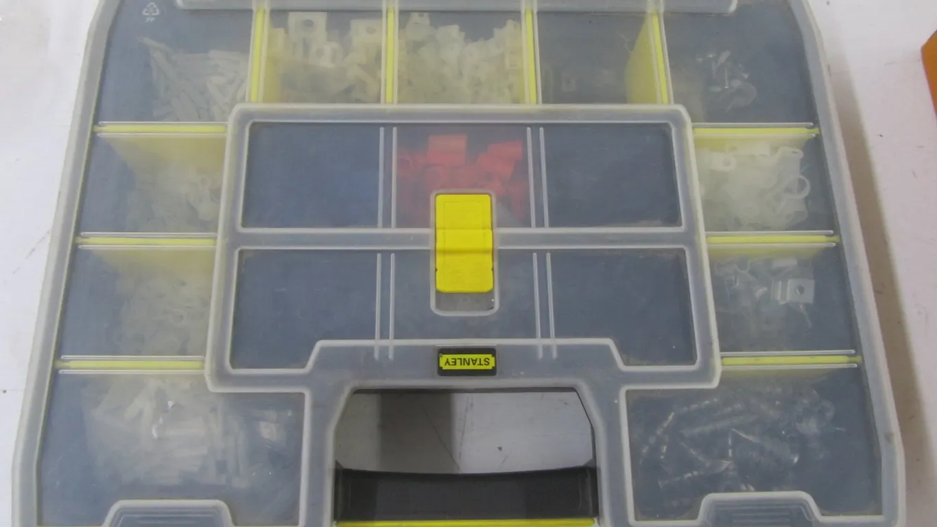 Stanley Organizer Full Of Assorted Electrical Hardware