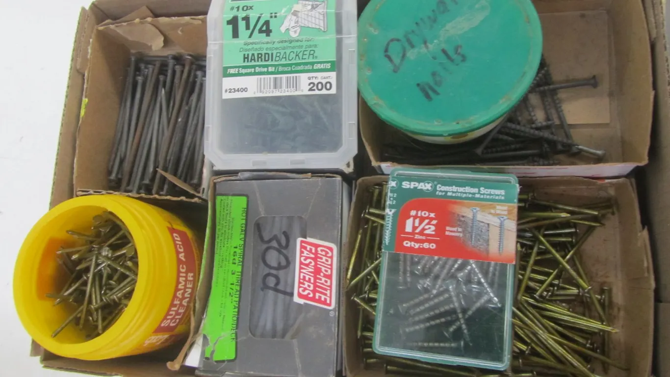 Flat Of Assorted Nails And Screws