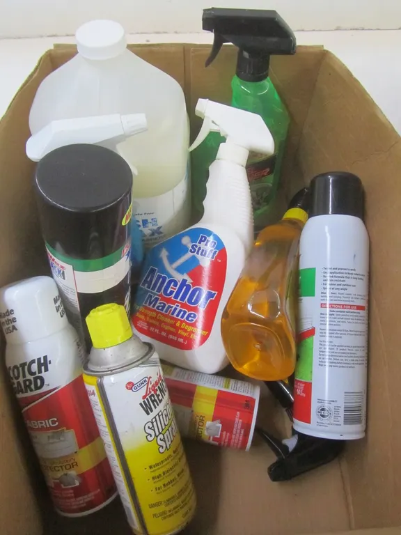 Box Of Assorted Cleaning Supplies