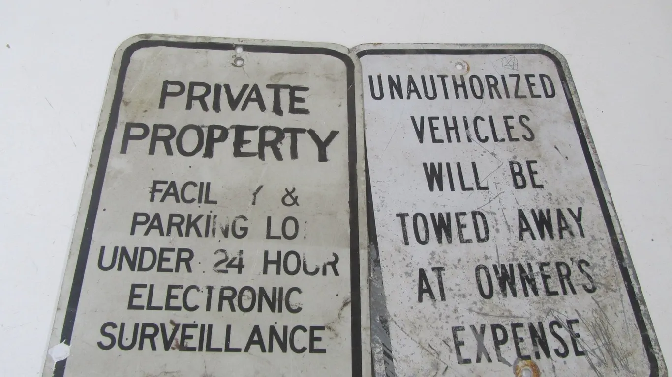 Private Property Sign And Tow Sign