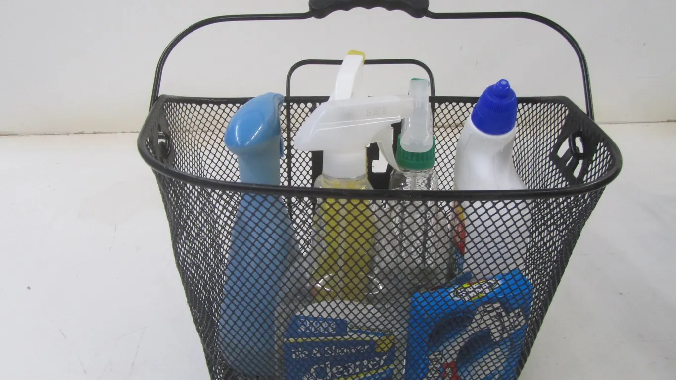 Wire Basket w/Cleaning Supplies