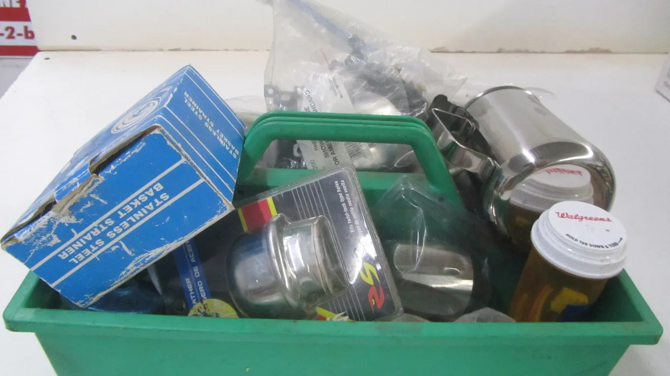 Tool Tray Full Of Miscellaneous Hardware