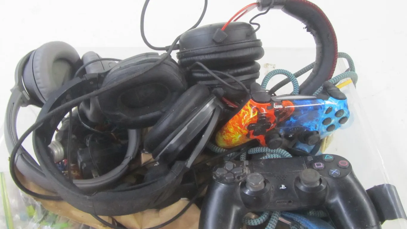 (2) PS4 Controllers, (3) Gaming Headsets, Assorted K'Nex Construction Pieces, And More
