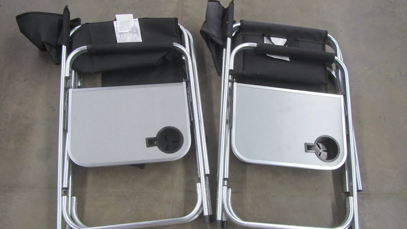 (2) Stylist Camping Folding Camp Chairs w/Side Tables