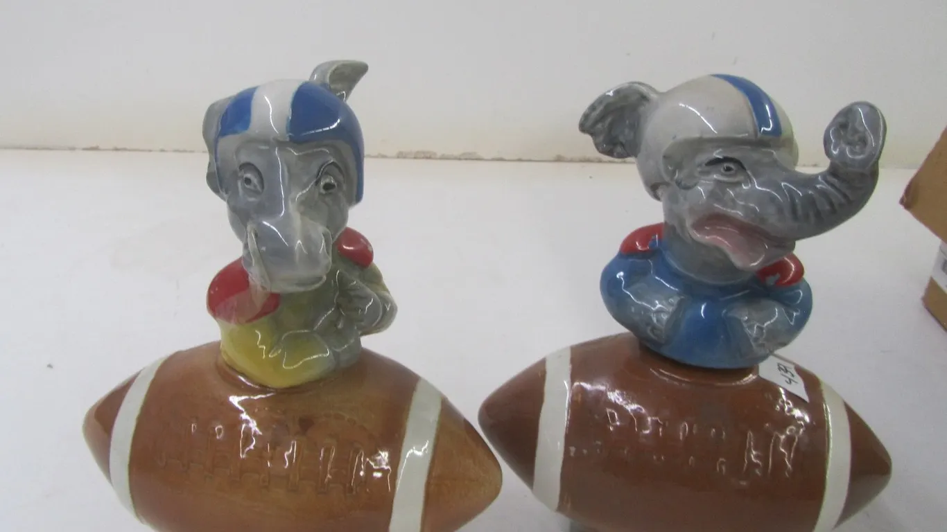 1972 Jim Beam Democrat & Republican Football Decanters