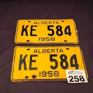 1958 VINTAGE ALBERTA LICENSE PLATES