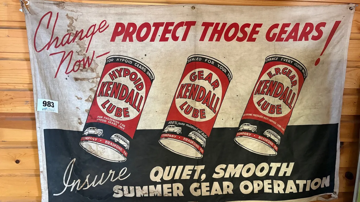 VINTAGE KENDALL MOTOR OIL ADVERTISING BANNER